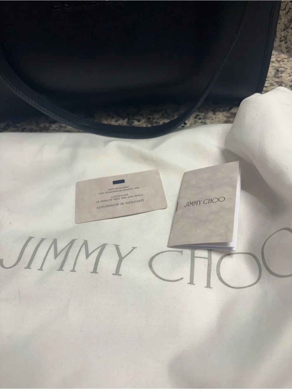 Jimmy Choo Black Leather Tote with Embossed Logo